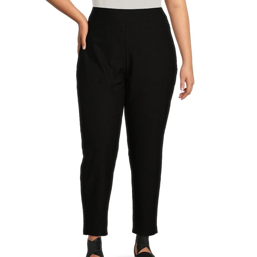 Eileen Fisher Black Washable Stretch  Slim‎ Leg Ankle Pants M